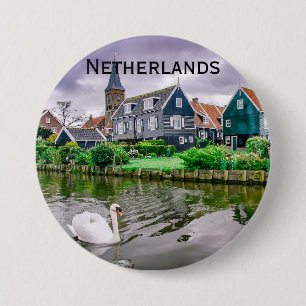 Macaron Rond 7,6 Cm Marken, village hollandais à Pays-Bas
