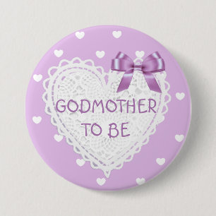 Macaron Rond 7,6 Cm Marraine à être bouton de baby shower de coeurs