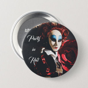 Macaron Rond 7,6 Cm Masque de carnaval rouge en Venise, Italie
