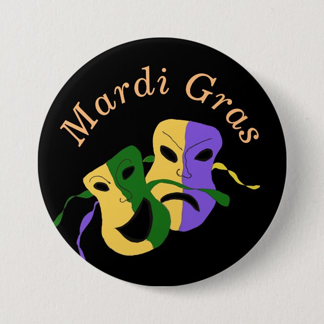 Macaron Rond 7,6 Cm Masque Mardi Gras (Devant)