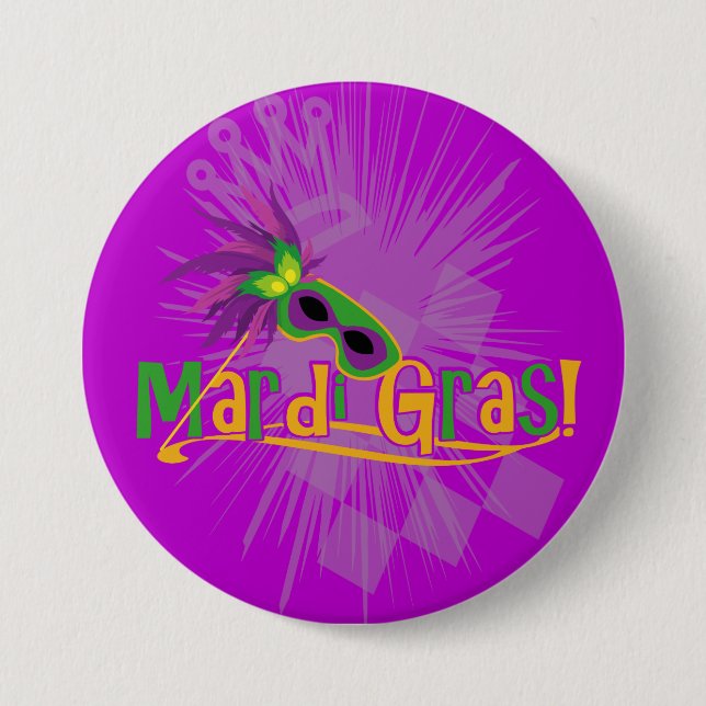 Macaron Rond 7,6 Cm Masque Mardi Gras (Devant)