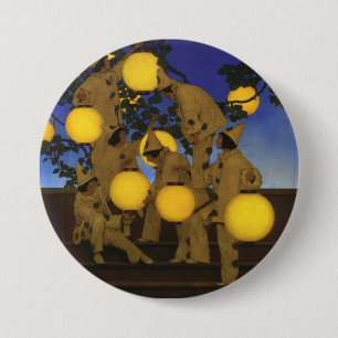Macaron Rond 7,6 Cm Maxfield Parrish Les Porteurs de Lanternes 1908 Vi