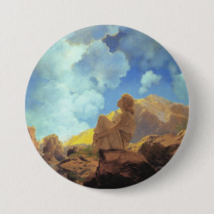 Macaron Rond 7,6 Cm Maxfield Parrish Matin 1922 Nuage Bleu Beaux-Arts