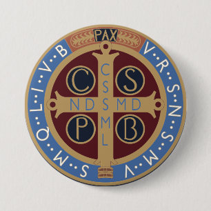 Macaron Rond 7,6 Cm Médaille de Saint Benoît