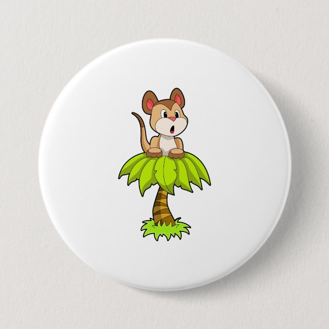 Macaron Rond 7,6 Cm Meerkat avec arbre (Devant)