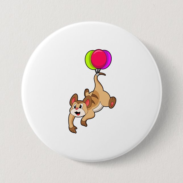 Macaron Rond 7,6 Cm Meerkat avec ballon (Devant)