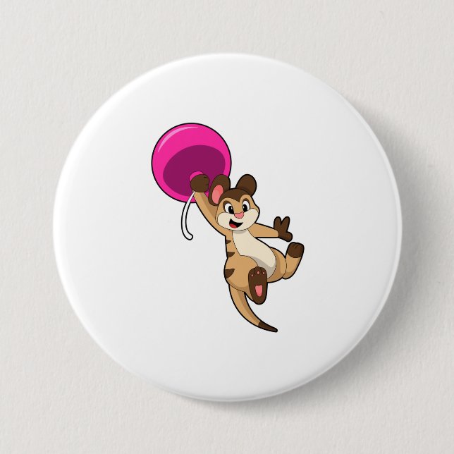 Macaron Rond 7,6 Cm Meerkat avec ballon (Devant)