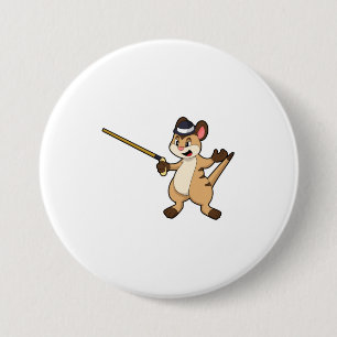 Macaron Rond 7,6 Cm Meerkat avec Casquette et bâton de marche