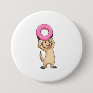 Macaron Rond 7,6 Cm Meerkat avec Donut