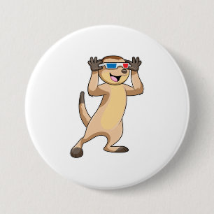 Macaron Rond 7,6 Cm Meerkat avec lunettes