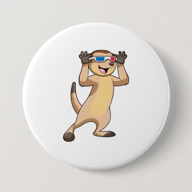Macaron Rond 7,6 Cm Meerkat avec lunettes (Devant)