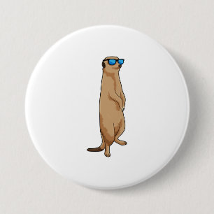 Macaron Rond 7,6 Cm Meerkat avec lunettes de soleil