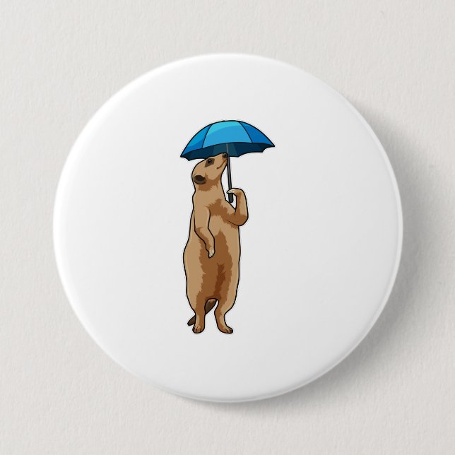 Macaron Rond 7,6 Cm Meerkat avec parapluie (Devant)