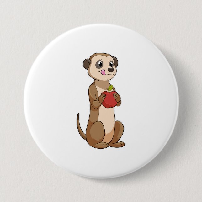 Macaron Rond 7,6 Cm Meerkat avec pomme (Devant)