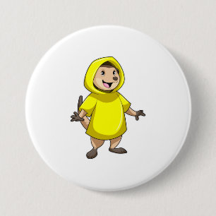 Macaron Rond 7,6 Cm Meerkat avec Raincoat