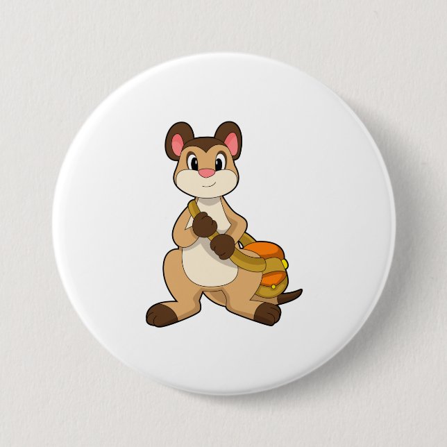 Macaron Rond 7,6 Cm Meerkat avec sac (Devant)