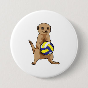 Macaron Rond 7,6 Cm Meerkat avec volleyball
