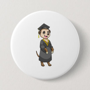 Macaron Rond 7,6 Cm Meerkat comme étudiant avec diplôme