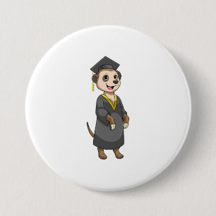 Macaron Rond 7,6 Cm Meerkat comme étudiant avec diplôme