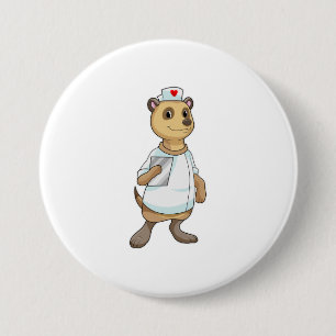 Macaron Rond 7,6 Cm Meerkat comme infirmière avec coeur