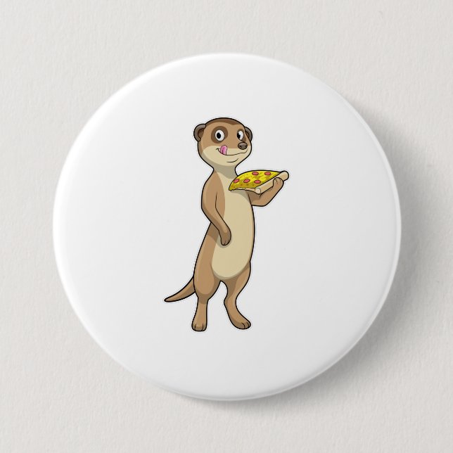 Macaron Rond 7,6 Cm Meerkat with pizza (Devant)