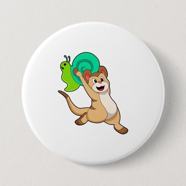 Macaron Rond 7,6 Cm Meerkat with Snail.PNG (Devant)