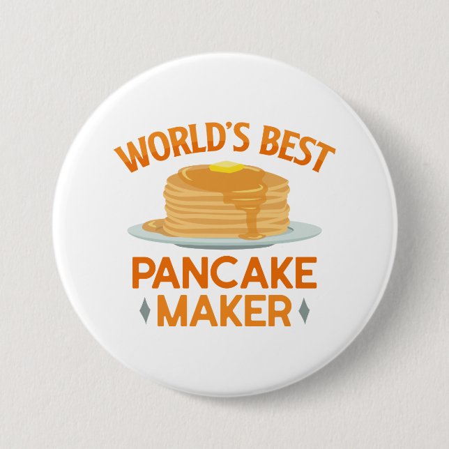 Macaron Rond 7,6 Cm Meilleur créateur de crêpes au monde (Devant)