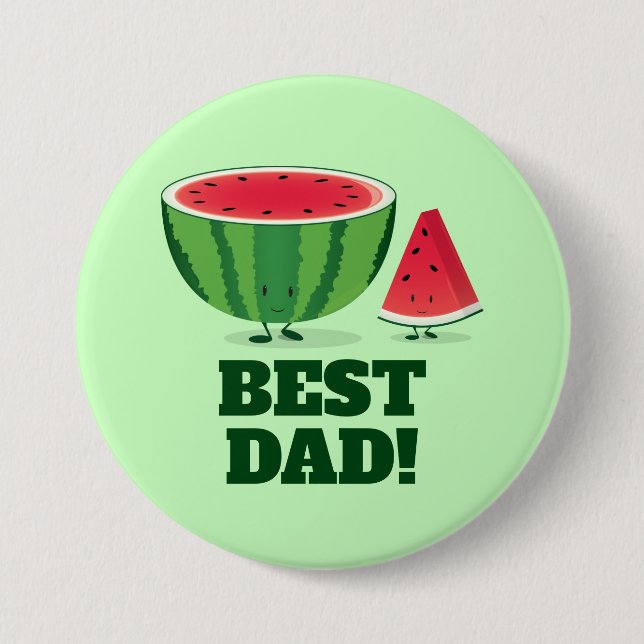 Macaron Rond 7,6 Cm Meilleur papa Watermelon Fruit Food Cartoon (Devant)