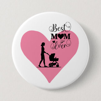Macaron Rond 7,6 Cm "Meilleure maman jamais - Moments de coeur"