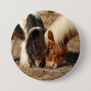 Macaron Rond 7,6 Cm Meilleurs amis ! Bouton avec deux poneys