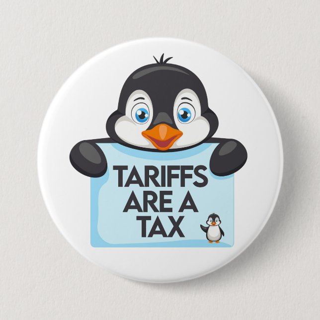 Macaron Rond 7,6 Cm Mème politique amusant tarif Penguin (Devant)