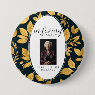 Macaron Rond 7,6 Cm Mémoire Noir & Or d'un être cher