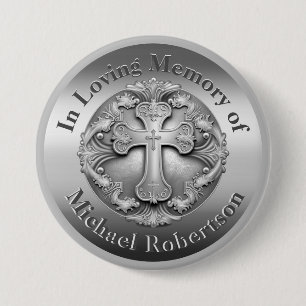 Macaron Rond 7,6 Cm Mémorial personnalisé avec croix