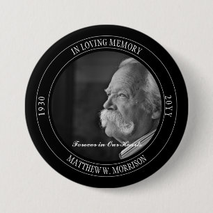 Macaron Rond 7,6 Cm Mémorial photo In Love Memory  Noir funéraire