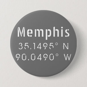 Macaron Rond 7,6 Cm Memphis Tennessee Latitude de longitude