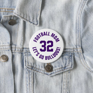 Macaron Rond 7,6 Cm Mère de football blanc et violet Numéro Jersey