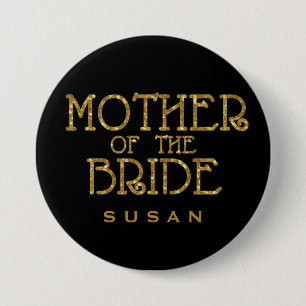 Macaron Rond 7,6 Cm Mère de mariée Gold Faux Parties scintillant Nom B