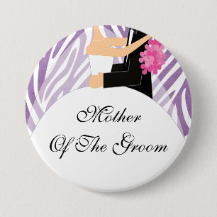 Macaron Rond 7,6 Cm Mère de zèbre du pourpre du bouton de marié/Pin