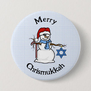 Macaron Rond 7,6 Cm Merry Chrismukkah Snowman Button