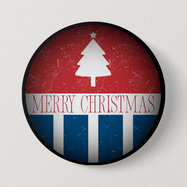 Macaron Rond 7,6 Cm Merry Christmas Retro Patriotic  (Devant)