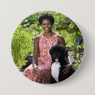 Macaron Rond 7,6 Cm Michele et Bo Obama