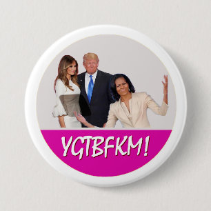 Macaron Rond 7,6 Cm Michelle Obama à l'atout de Melania : YGTBFKM !