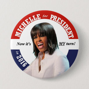 Macaron Rond 7,6 Cm Michelle Obama pour le président en 2016