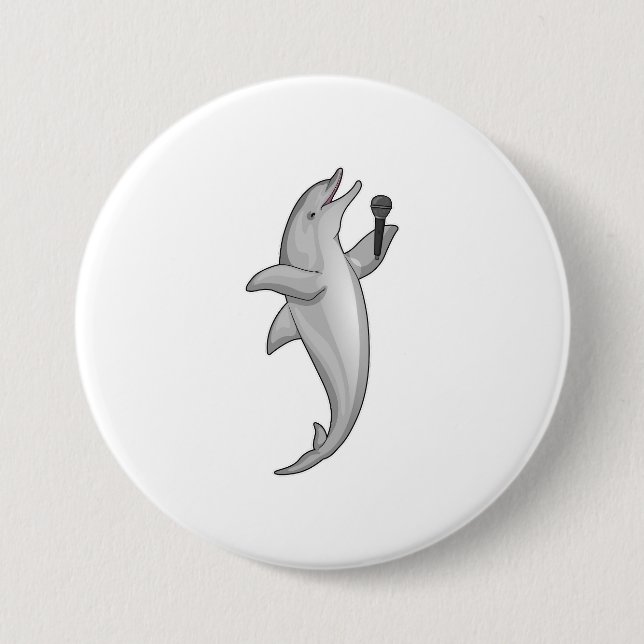 Macaron Rond 7,6 Cm Microphone Dolphin Singer (Devant)
