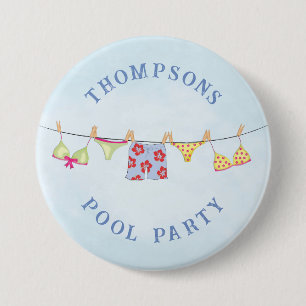 Macaron Rond 7,6 Cm Mignonne Fête de Piscine de Famille Personnalisée