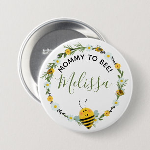 Macaron Rond 7,6 Cm Mignonne maman à bee Daisies Wreath Bee Baby showe