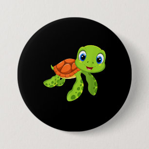 Macaron Rond 7,6 Cm Mignonne Sea Baby Turtle Cadeau