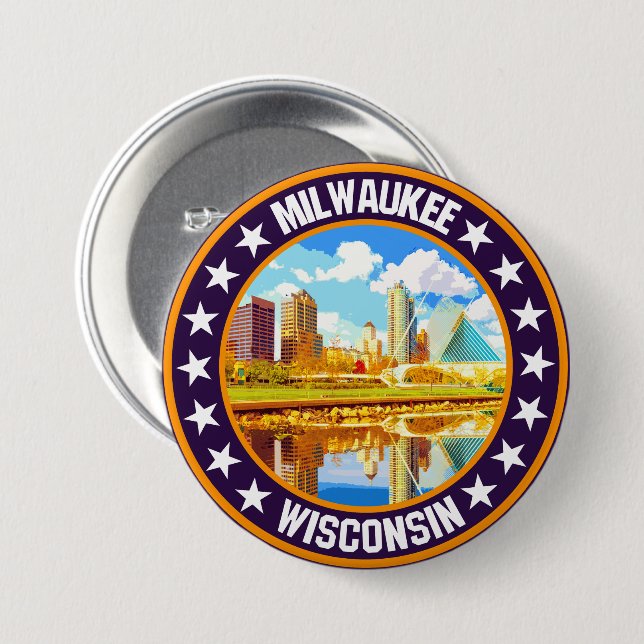 Macaron Rond 7,6 Cm Milwaukee (Devant & derrière)