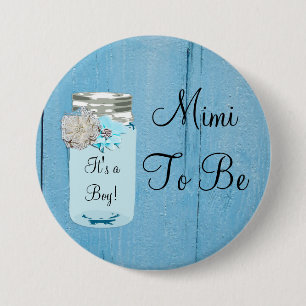 Macaron Rond 7,6 Cm Mimi à être bouton minable rustique bleu de pot 