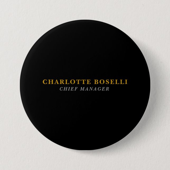 Macaron Rond 7,6 Cm Minimaliste Classique Professionnel Couleur Noir O (Devant)